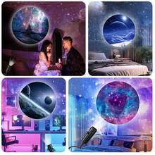 USB LED 星空投影灯 10/6/3 件装，360° 旋转星空图案，USB 供电桌面夜灯，情人节、生日礼物、电脑房装饰的理想之选 - 黑色 - 查看 9