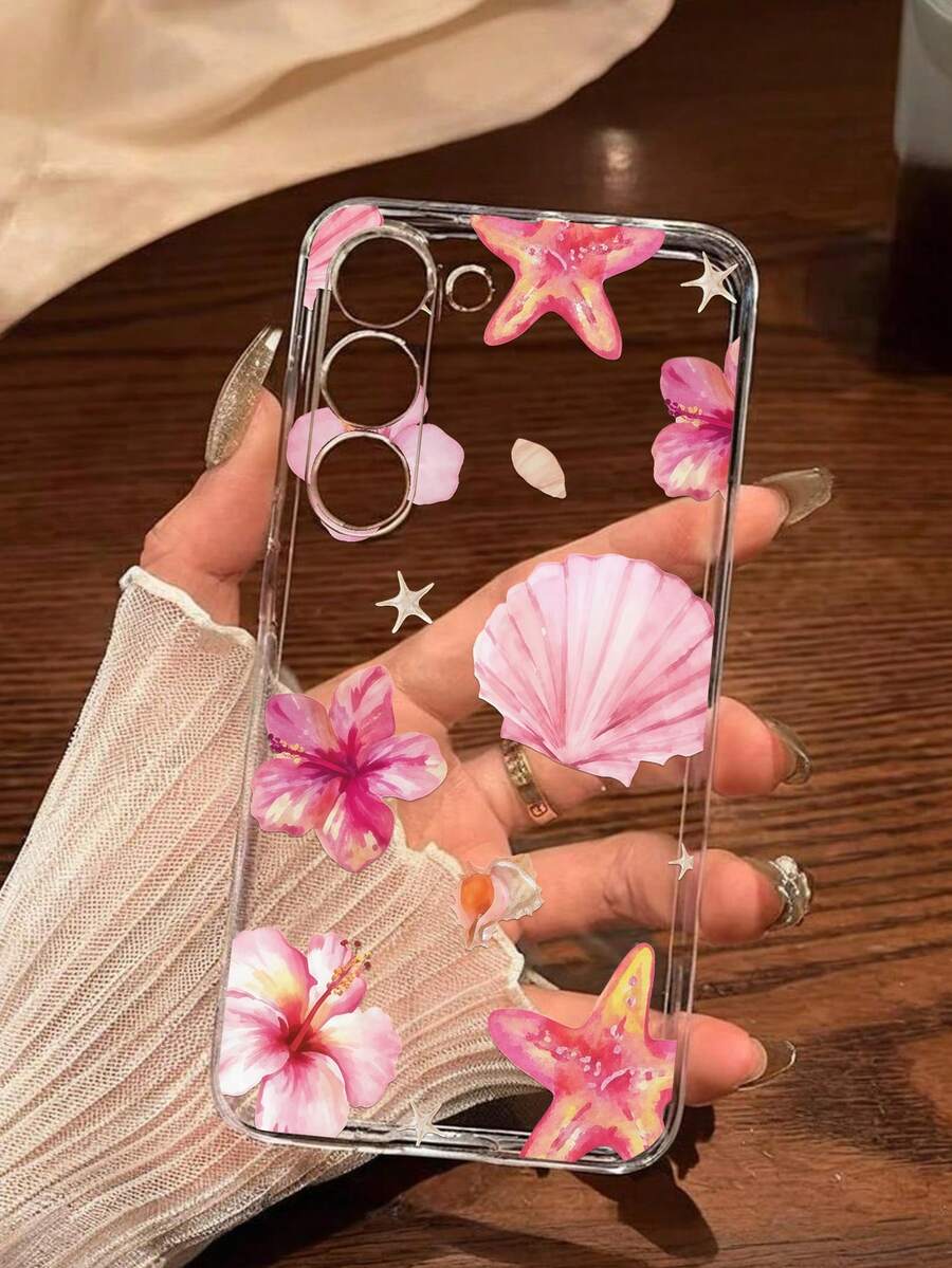 1个创意芙蓉花贝壳软手机壳，兼容华为荣耀、Galaxy A04e/12/A13/A14/A34/A50/A52/A53/A54/S21/S22/S23/S24/S25/S25 Ultra、6A/7A/8A、12T/13T - 無色 - 查看 1