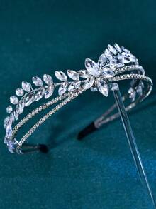 1pc Fashionable Rhinestone Headband, Bridal Hair Accessory, Suitable For Celebrations, Parties, And Galas - Silver - View 7
