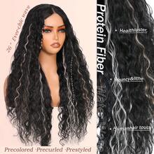 Tóc giả gợn sóng nước, highlight ombre, xoăn, kiểu lace front, 100% protein silk, dài 26 inch, tóc giả tổng hợp xoăn được nâng cấp với chất liệu cao cấp. - Nhiều màu - Xem 4
