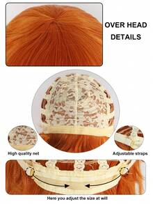 24 Inch Vibrant Orange Long Curly Wig With Bangs, Heat Resistant & DIY-Friendly, Essential For Music Festivals & Cosplay Events - Orange - View 8