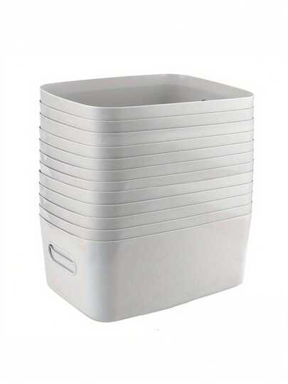 1/3 pezzi Cestino rettangolare bianco in plastica multifunzione con manico, adatto per armadi da cucina, bagno, dispensa, può essere utilizzato per riporre spezie, snack e articoli di uso quotidiano