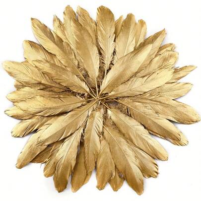 20pcs Gold Artificial Feathers - 6-8 Inches (15.2-20.3cm), Wedding Party Decor DIY Craft Costume Accessories