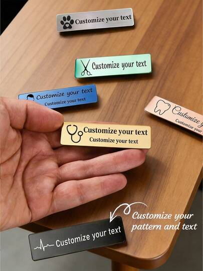 Customized Logo Badge, Printable Logo, Pin Or Magnetic Clasp, Multiple Colors Available, Employee ID Label With Pin,Personalized Name Tag, Personalized Elegant Stainless Steel Name Tag, Minimalist Design,Suitable For Office, School And Corporate Identification
