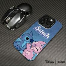 Ốp điện thoại Disney Lilo & Stitch thiết kế hình cặp đôi Stitch & Angel, phù hợp với iPhone 17/17 Pro/17 Pro Max/17 Air/16/15/14/13/12/11/X Series. Ốp iPhone 17 Pro Max, Ốp iPhone 17 Pro, Ốp iPhone 17. Quà tặng Giáng sinh cho bạn gái. - màu đen - Xem 2