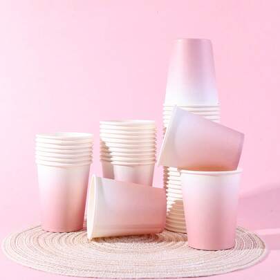 10/20/40个装粉彩渐变色一次性纸杯，柔和简约风格，适合复活节早午餐、春季野餐、迎婴派对、女孩下午茶、日常使用、派对用品
