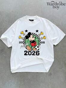 Disney Printed T-Shirt,Disney Mickey Autographed Soccer Jersey, Disney Mickey American Football T-Shirt, Disneyland 2026 World Cup T-Shirt, Unisex,High-Quality Pure Cotton T-Shirt,Suitable For All Seasons, Comfortable And Breathable| Exquisite Design | The Best Choice For Giving Gifts - trắng - Xem 1
