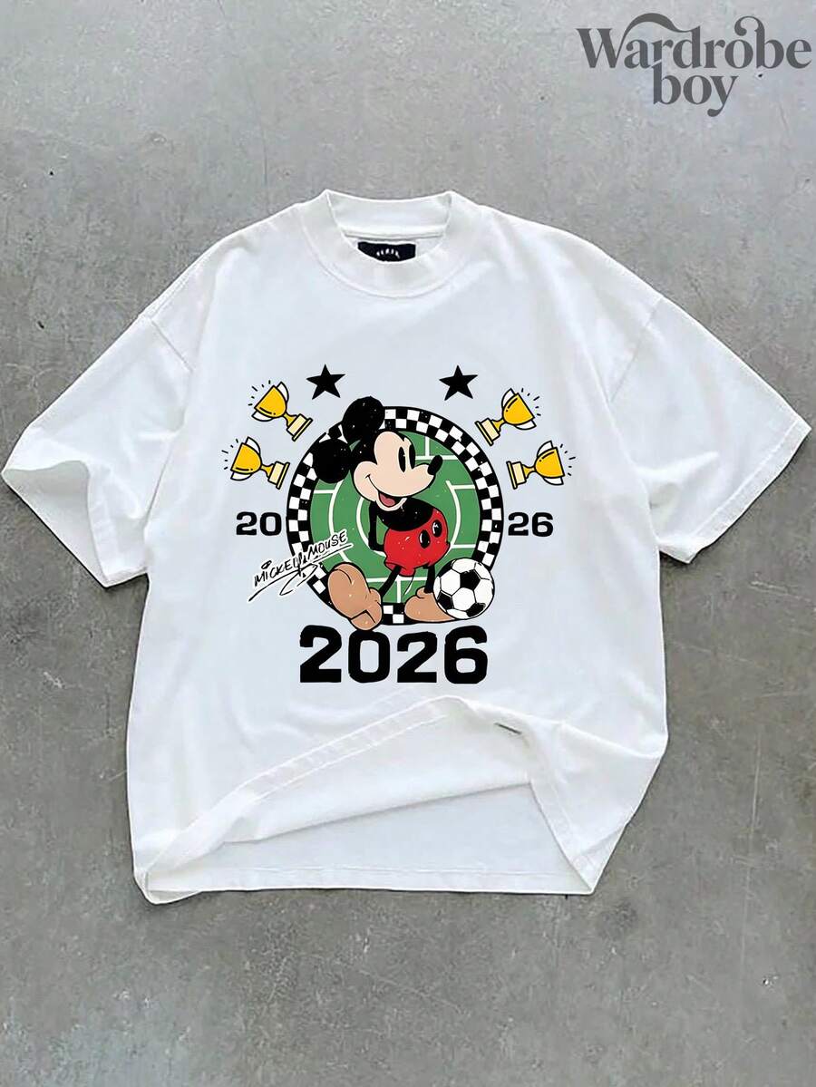 Disney Printed T-Shirt,Disney Mickey Autographed Soccer Jersey, Disney Mickey American Football T-Shirt, Disneyland 2026 World Cup T-Shirt, Unisex,High-Quality Pure Cotton T-Shirt,Suitable For All Seasons, Comfortable And Breathable| Exquisite Design | The Best Choice For Giving Gifts - trắng - Xem 1