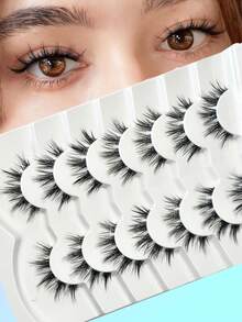 7 Pairs High Quality Soft Natural 8D Fluffy Transparent Band Cluster Eyelashes 10-20mm Wispy Eyelash Extension, D-Curl, Eyelash Extension DIY, Black Segmented False Eyelashes - Black - View 4