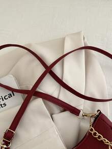 2026 New Fashion Classic Versatile Letter Graphic Decor Solid Color Waterproof PU Fabric Shoulder Bag/Crossbody Bag, Suitable For Shopping, Foldable - 紅色 - 查看 7