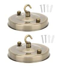2 piezas de ganchos de hierro para lámparas de araña, placa colgante, techo, decoración, accesorio de montaje DIY, bronce - bronce - Ver 3