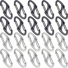 DHINZIC 8Pcs Zipper Clip Anti Theft Deterrent, Dual Opening Safety Zipper Pull Replacement, S Carabiner Clips For Backpacks Traveling Camping Suitcases-WS - 20pcs- Black & Silver - View 1