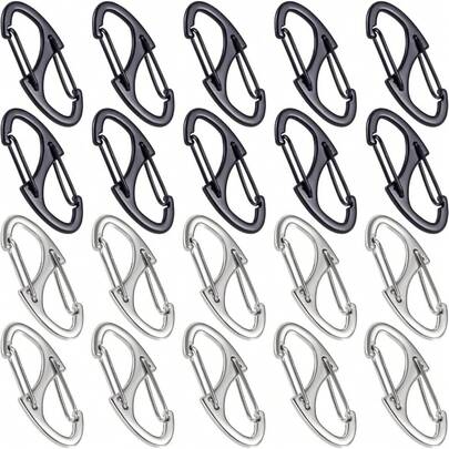 DHINZIC 8Pcs Zipper Clip Anti Theft Deterrent, Dual Opening Safety Zipper Pull Replacement, S Carabiner Clips For Backpacks Traveling Camping Suitcases-WS