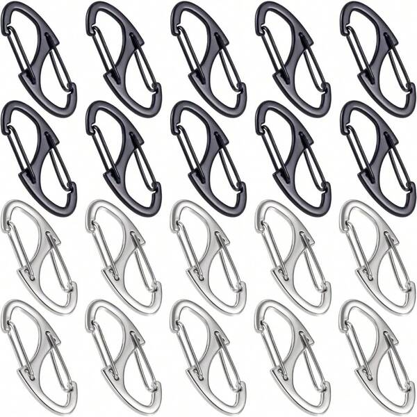 DHINZIC 8Pcs Zipper Clip Anti Theft Deterrent, Dual Opening Safety Zipper Pull Replacement, S Carabiner Clips For Backpacks Traveling Camping Suitcases-WS