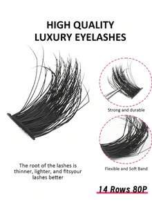 14 Rows Of Dense, Curled Cluster Eyelashes D Curl Eyelashes Cluster, Fluffy And Dense, Lightweight Individual Eyelashes, Russian Curled Fluffy Cluster Eyelashes, DIY Eyelash Extensions, Women's Eye Makeup, Beginner-Friendly, Reusable Eyelash Clusters, Eyelash Clusters, Individual Eyelashes, Eyelashes, False Eyelashes. - View 4