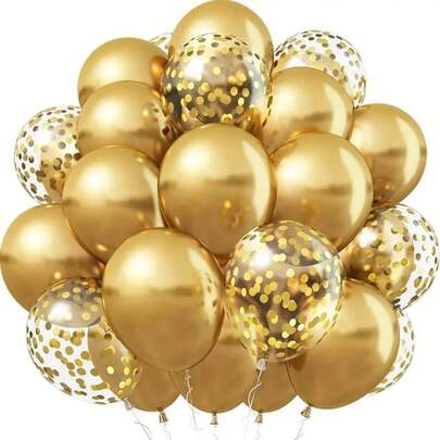 51pcs Metal Latex Balloons And Gold Glitter Balloons, Suitable For Baby Shower Decoration, Bridal Shower, Birthday Party, Wedding Celebration, Christening, Bachelorette Party, Mother's Day, Father's Day, Ramadan, Graduation Decoration, Events And Parties