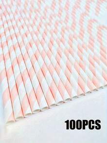 25/50/100pcs Pink Striped Drinking Straws, Suitable For Party, Bar, Wedding Decoration, Great For Birthday Party, Wedding And Anniversary Celebration - View 11