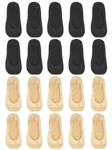 1/5/10 Đôi tất lưới mỏng thoáng khí mùa hè dành cho nữ, chất liệu lụa băng, mềm mại, co giãn, chống trượt, kiểu dáng thường ngày, cổ thấp. - Nhiều màu - Xem 10