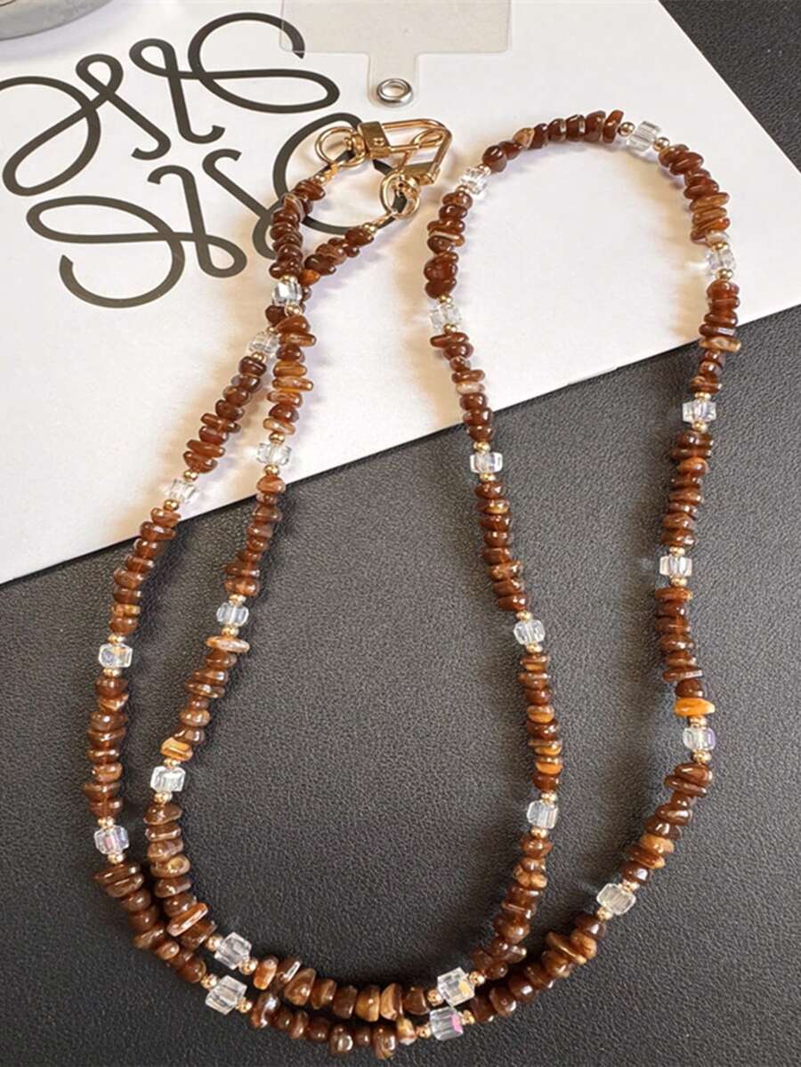 1pc Crystal Beaded Crossbody Phone Chain, High-End Women's Accessory - Multicolor - View 1