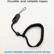 Adjustable Black Nylon Camera Wrist Strap With 1/4" Screw - Compatible With Insta360, Olympus DSLR Cameras And Smartphone Gimbals, Camera Accessories | Adjustable Wrist Strap | Camera Strap - View 5