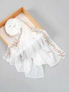 1 chiếc khăn trùm đầu bằng vải chiffon thêu dành cho nữ, mềm mại, thoáng khí, đa năng, khăn choàng hijab chống nắng cho người Hồi giáo, kiểu dáng tối giản phù hợp cho mặc hàng ngày, mọi mùa. - Nhiều màu - Xem 5