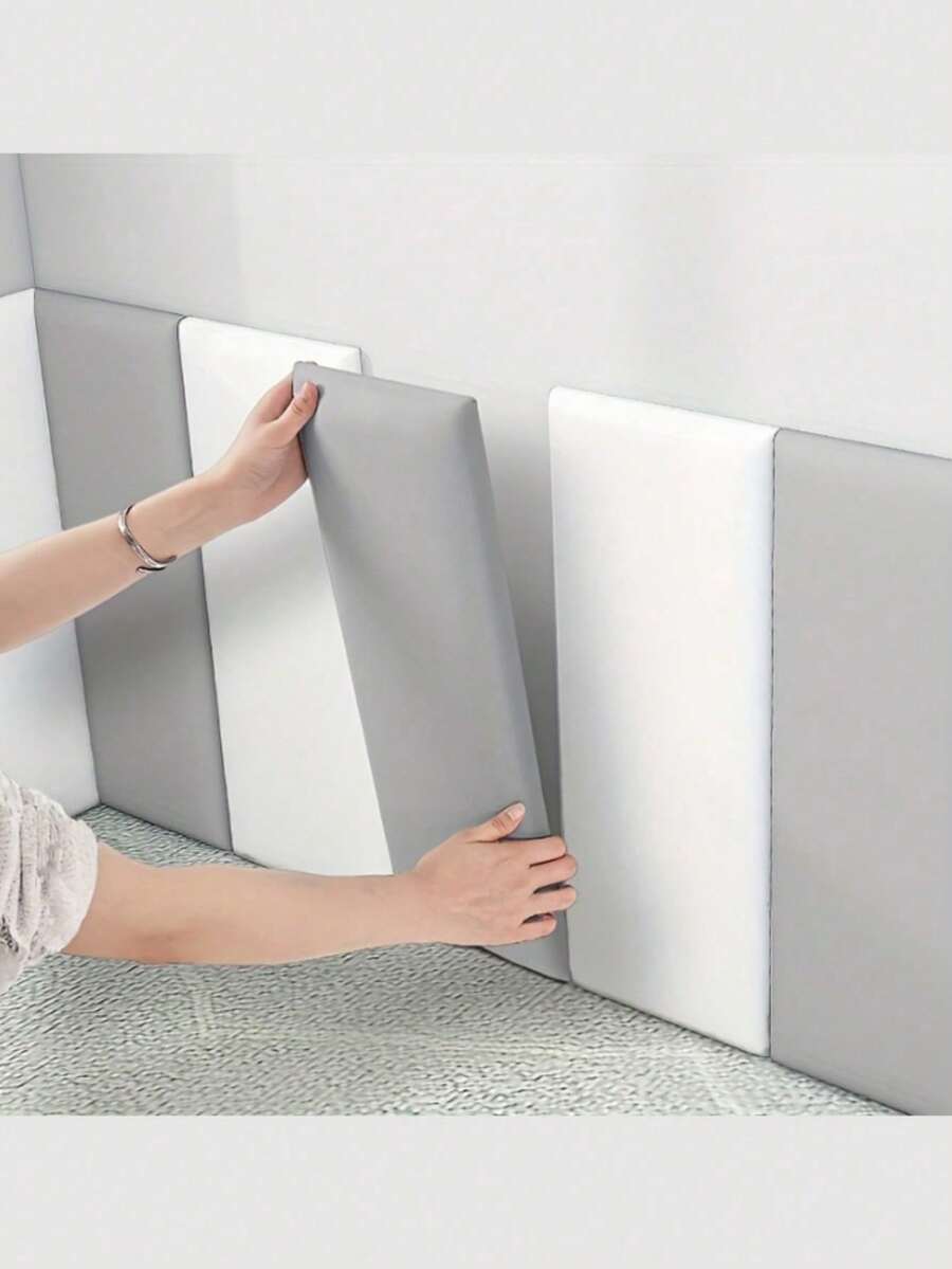 1pc/4pcs Vintage Thick Soft Adhesive Foam Leather Wall Stickers, Odorless, Shock-Absorbing, Suitable For Home Decor, Cabinets, Tables & Chairs, Room Backdrop, TV Background, Waterproof, Washable, Removable, Bedside Wall Cushion Bumper Pad - Multicolor - View 1