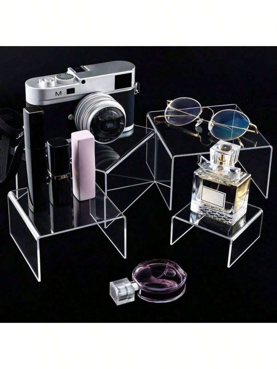 1/2/3/4/5 Pcs Acrylic Display Stand Set, Transparent Storage Rack Suitable For Collectibles, Desserts, Small Figurines, Cupcakes And Candy Bars, Rectangular Multi-Tier Desktop Organizer, Applicable For Home, Kitchen, Office, Dorm Decor And Storage - Clear - View 1