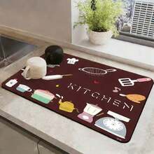 1pc Kitchen Pattern Draining Mat, Coffee Maker Drip Tray, Dish Drying Mat, Placemat, Kitchen Use - Multicolor 5 - View 9