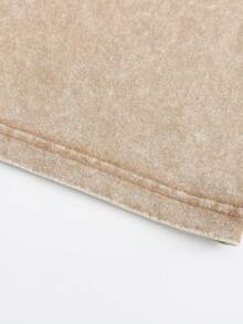 Men's Oversized Washed Graphic T-Shirt Hell Flame Star Silver Print Vintage Streetwear Tee - 咖啡 - 查看 5