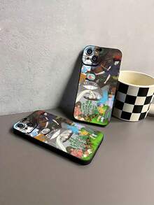 Personajes de Studio  con coloridas ilustraciones de la naturaleza. Esta elegante funda para teléfono es compatible con Samsung, Apple, VIVO, OPPO, , Transsion, ,  y Honor. Fabricada en silicona TPU, ofrece protección contra golpes y caídas, además de una sensación superior. Es un regalo ideal para familiares, amigos y seres queridos, y una opción perfecta para San Valentín y Año Nuevo. - Negro - Ver 7
