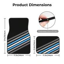4pcs Car Floor Mats With Stylish Black, White, Gray And Blue Striped Design, Personalized Pattern, Suitable For Cars, Trucks And SUVs, Durable And Easy To Clean, All-Season Use, Perfect For Car Enthusiasts And Great Gift For Friends And Family - Multicolor - View 3