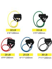 5级阻力带带手柄，力量训练管，瑜伽拉绳，健身房健身弹力带 - 彩色 - 查看 2