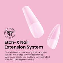 Beetles Medium Almond Nail Tips 576pcs 12 Sizes, Pre-Etched Soft Gel Nail Tips Half Matte Full Cover Press On False Nail Tips - Bộ móng giả hình hạnh nhân cỡ trung bình 576 chiếc (móng giả khắc chữ X) - Xem 8