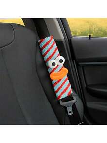 Cute Monster Car Seat Belt Shoulder Pad - Funny Sausage Mouth Design With Googly Eyes, Soft Comfortable Safety Belt Cover, Auto Accessory - A - View 8