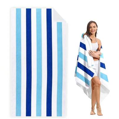 1 件装，多种颜色和尺寸可选。Cabanana 大号超细纤维沙滩巾，防沙，超大尺寸，速干轻便。成人泳池毛巾，条纹泳巾。