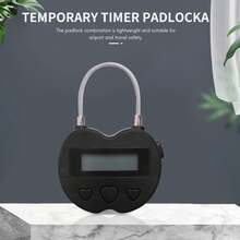 Smart Time Lock LCD Display Time Lock USB Rechargeable Temporary Timer Padlock Travel Electronic Timer Black - Multicolor - View 2
