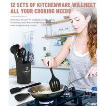 Silicone Cooking Set, Silicone Cookware Set, Heat Resistant Spatula Set, Salad Tools, Kitchen Gadgets, For Cooking & Baking - Multicolor - View 6