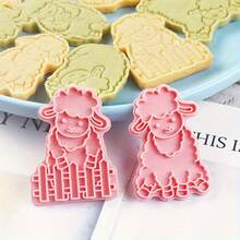 8pcs, Little Sheep 3D Cartoon Cookie Cutters, Pressable Baking Molds For Cookie, Cake, And Other Pastries - Pink - View 4