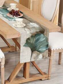 1 peça de presente para o Dia das Mães, toalha de mesa para cozinha, decoração de mesa, utensílios de mesa, toalha de mesa, decoração para mesa de café e chá, com elegante estampa de folha de ginkgo, ideal para o Dia de Ação de Graças e Ano Novo. - Verde - Ver 3
