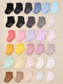 20 Pairs Random Polka Dot Pattern Baby Socks, Suitable For Baby Boys And Girls, Heart-Shaped Anti-Slip Dots, Great For Christmas/Thanksgiving Gifts, Baby Socks, Newborn Socks, Toddler Socks, Infant Socks - Multicolor - View 2