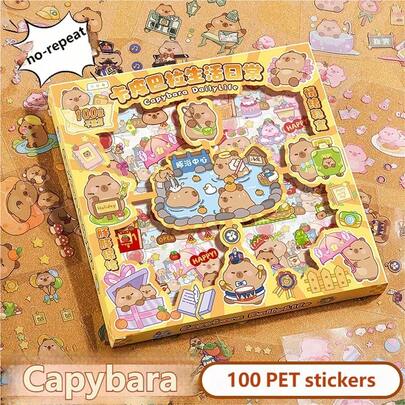 100pcs Cute Cartoon Stickers, Scrapbooking Stickers For Kids Girls Diary Decoration DIY Stationery Supplies