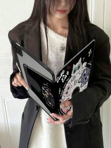 可爱猫咪主题防震亚克力基础款平板电脑保护套 1 件装，精致设计，720 度旋转透明水晶后盖，具备防摔、睡眠/唤醒功能，适用于第十代 Galaxy Tab S6 Lite 10.4 S11/S9/S8/S7/A11/A9 Honor 8 Honor X9A Pad 2 2025 (11 英寸) Pad Air2.X8A，春季生日礼物 - 彩色 - 查看 3