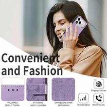 1个真皮翻盖钱包式手机壳,兼容 17 Pro Max/Galaxy A56,简约时尚手机保护套 - 紫色 - 查看 9