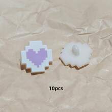 10pcs Mosaic Creative Pattern Plastic Decorative Buttons, Pixel Printed Heart Cake Cartoon Cute Sewing Buttons DIY Jewelry Accessories - Mosaic With Foot Buckle - View 22