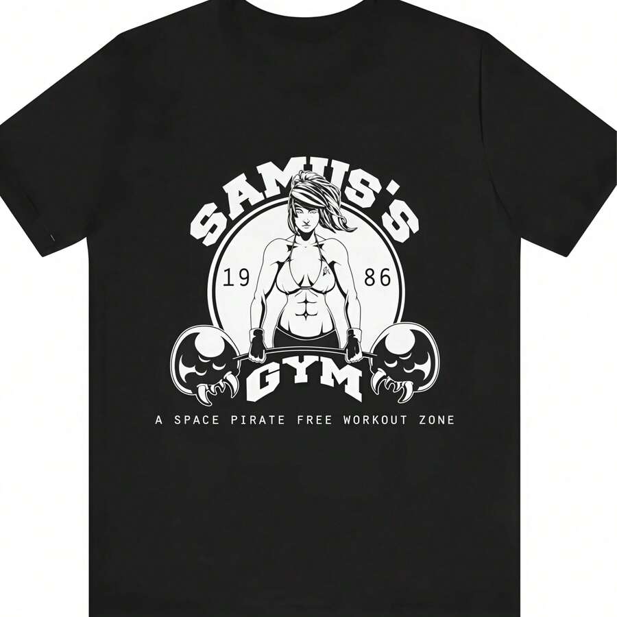 Samus Aran Gym T-Shirt - Metroid Workout Tee - 1986 Retro Gaming Apparel - Black - View 1