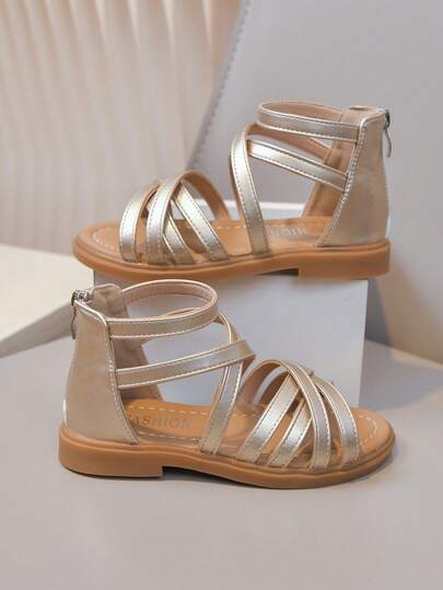 Một đôi sandal kiểu La Mã cho bé gái, kiểu dáng mới cho mùa xuân và hè 2026, thời trang Hàn Quốc, giày công chúa cao cổ cho mùa hè, phù hợp cho các bé gái.