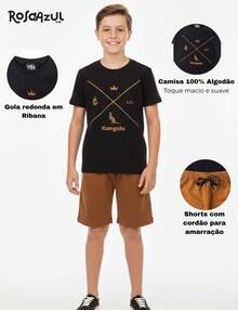 Comfortable 4-Piece Cotton Set - Boys' Summer Outfit With 2 T-Shirts And 2 Assorted Shorts - Multicolor - View 4