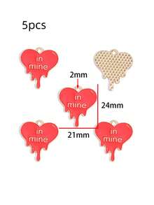 5件情人节粉色心形饰品配件，DIY手链、钥匙扣、项链吊坠，合金滴油吊坠 - 滴油情人節 - 查看 13