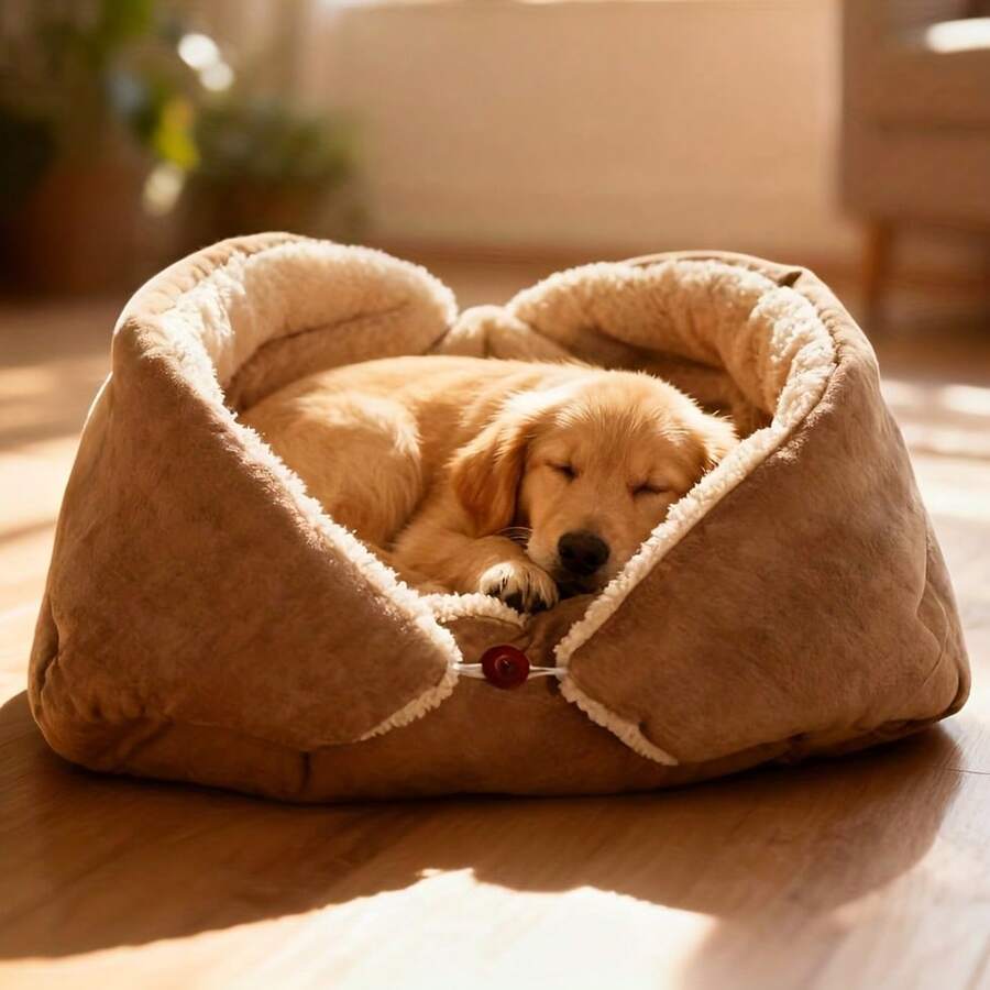 1PC Premium Thick Plush Pet Bed - Ultra Soft & Warmer Sleep Surface For Dogs & Cats, Enhanced Easy-Clean Design With Non-Slip Rectangular Base - Multicolor - View 1