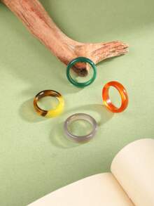 天然玛瑙石戒指，高品质宝石戒指，男女皆宜日常佩戴 - 彩色 - 查看 5